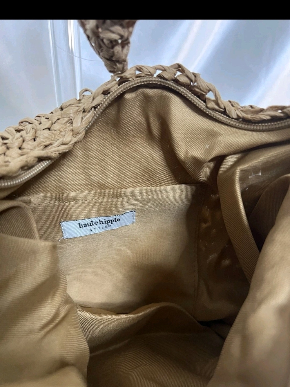 Haute Hippie Pearl-Embellished Woven Straw Tote Bag - Brown Viral Hobo Bag New - Picture 7 of 11